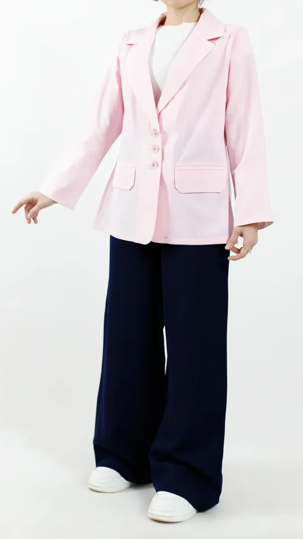 کت سه دکمه نیلا رنگ صورتی