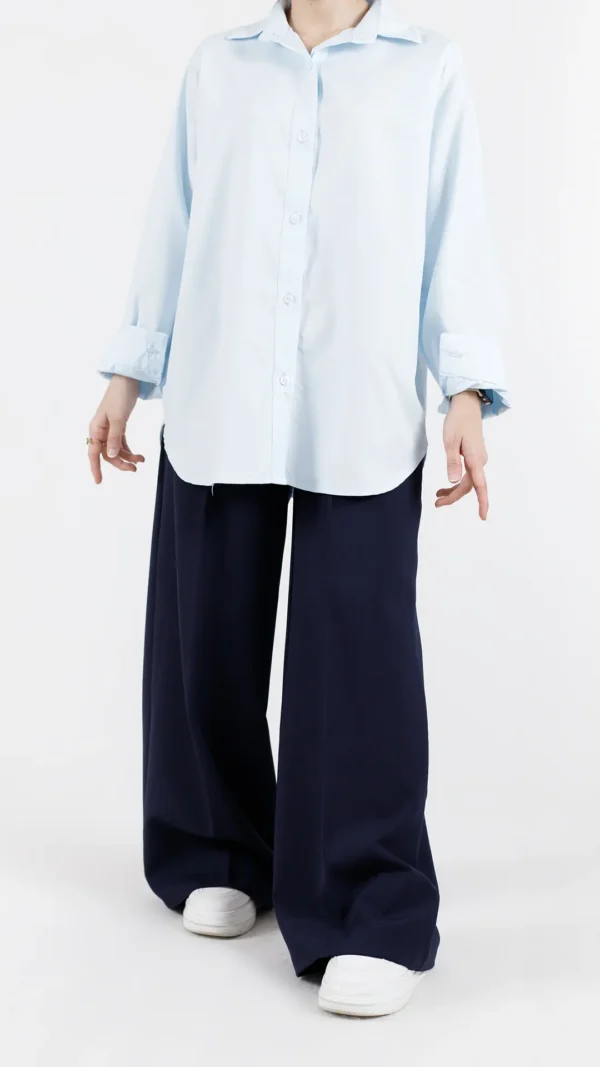 شومیز ابریشمی بیسیک رنگ آبی