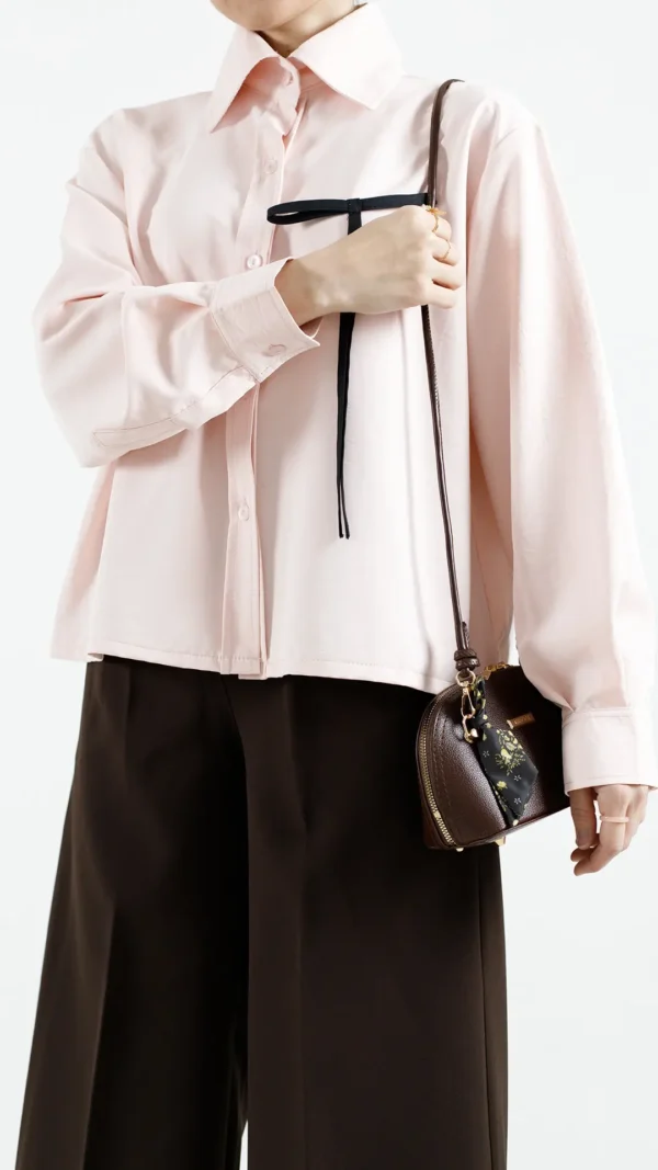 شومیز پاپیون پری سیلک رنگ صورتی