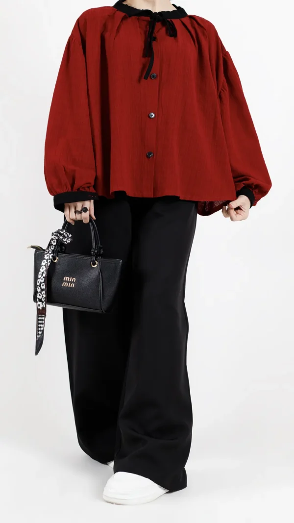 شومیز عروسکی کادنزا رنگ زرشکی