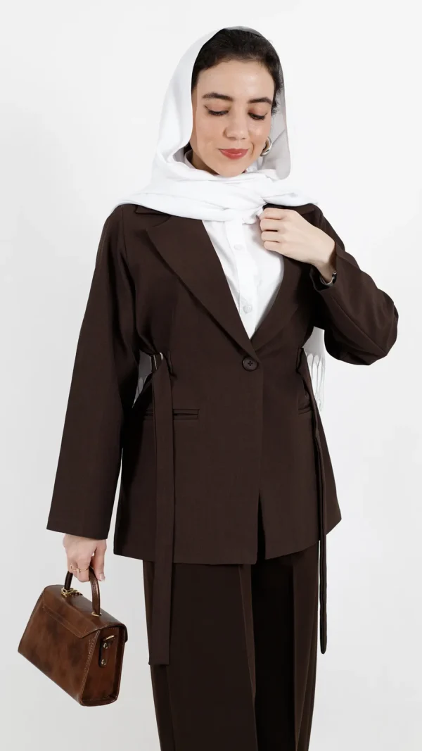 کت رستا کمر باریک رنگ قهوه ای