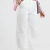 شلوار نیم بگ لینن رنگ سفید