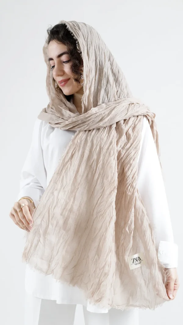 شال لمه چروک زارا رنگ نسکافه ای