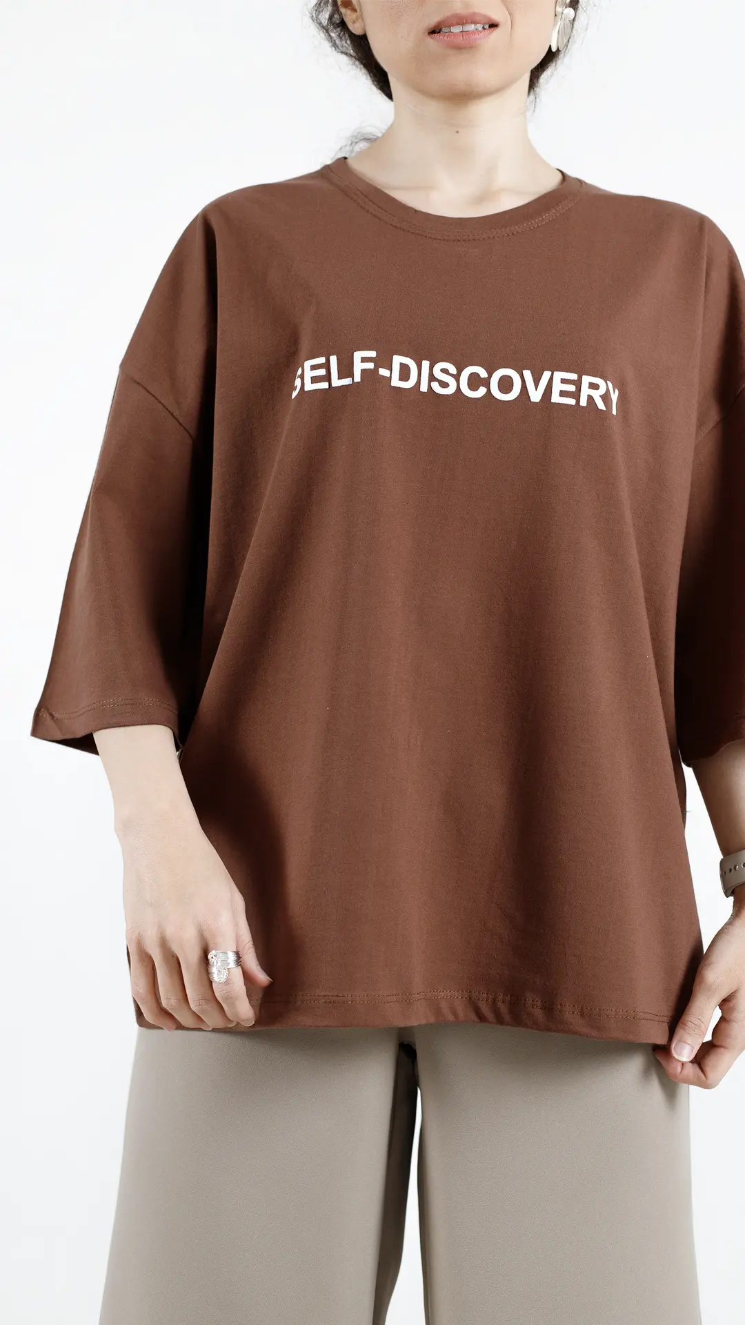 تیشرت رنگی Self Discovery رنگ قهوه ای تیشرت رنگی Self Discovery رنگ قهوه ای
