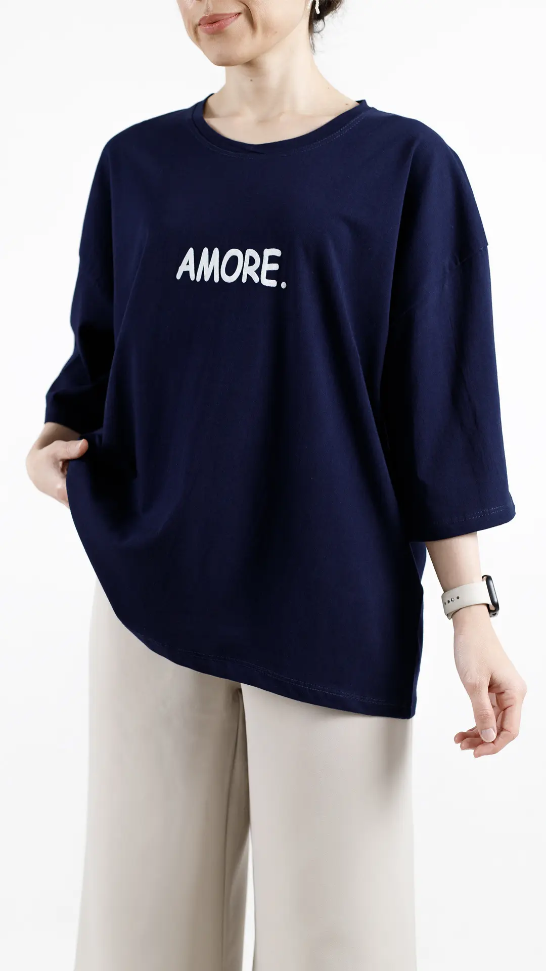 تیشرت AMORE رنگ سرمه ای تیشرت AMORE رنگ سرمه ای
