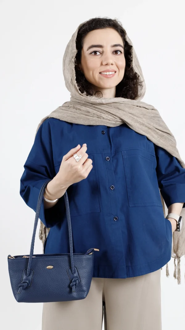 شومیز باکسی لینن رنگ سرمه ای