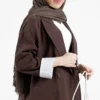 کت دو دکمه آستین راه راه سیلک رنگ قهوه ای