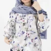شومیز گلدار آستین پفی رنگ صورتی