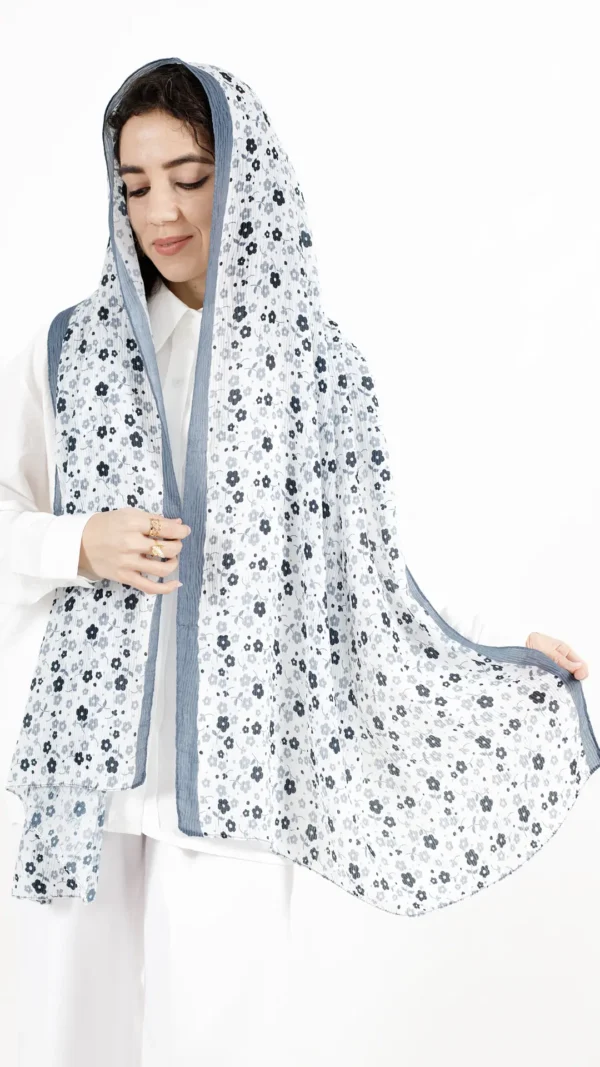 شال گلدار رنگ طوسی