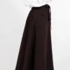 دامن لینن سه دکمه رنگ قهوه ای