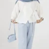 شومیز کادنزا بند ضربدی رنگ سفید